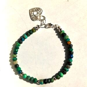 Sterling & Azure Malachite bracelet. New,  Handcrafted, genuine gemstone. Dainty